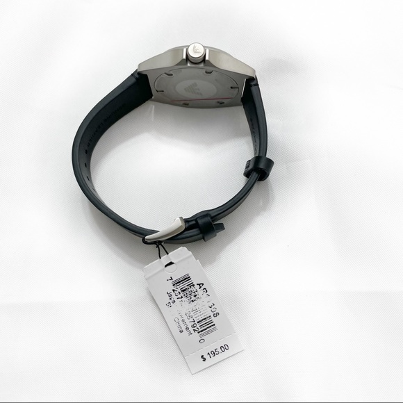 EMPORIO ARMANI NICOLA BLACK LEATHER WATCH - Picture 5 of 7